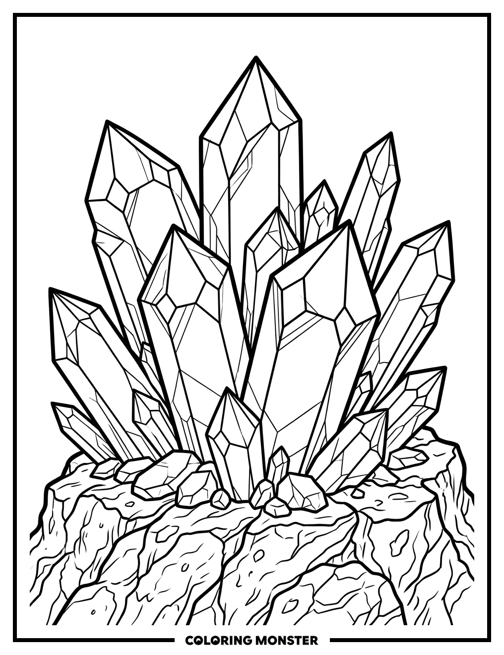 Amethyst Crystal Cluster Coloring Page