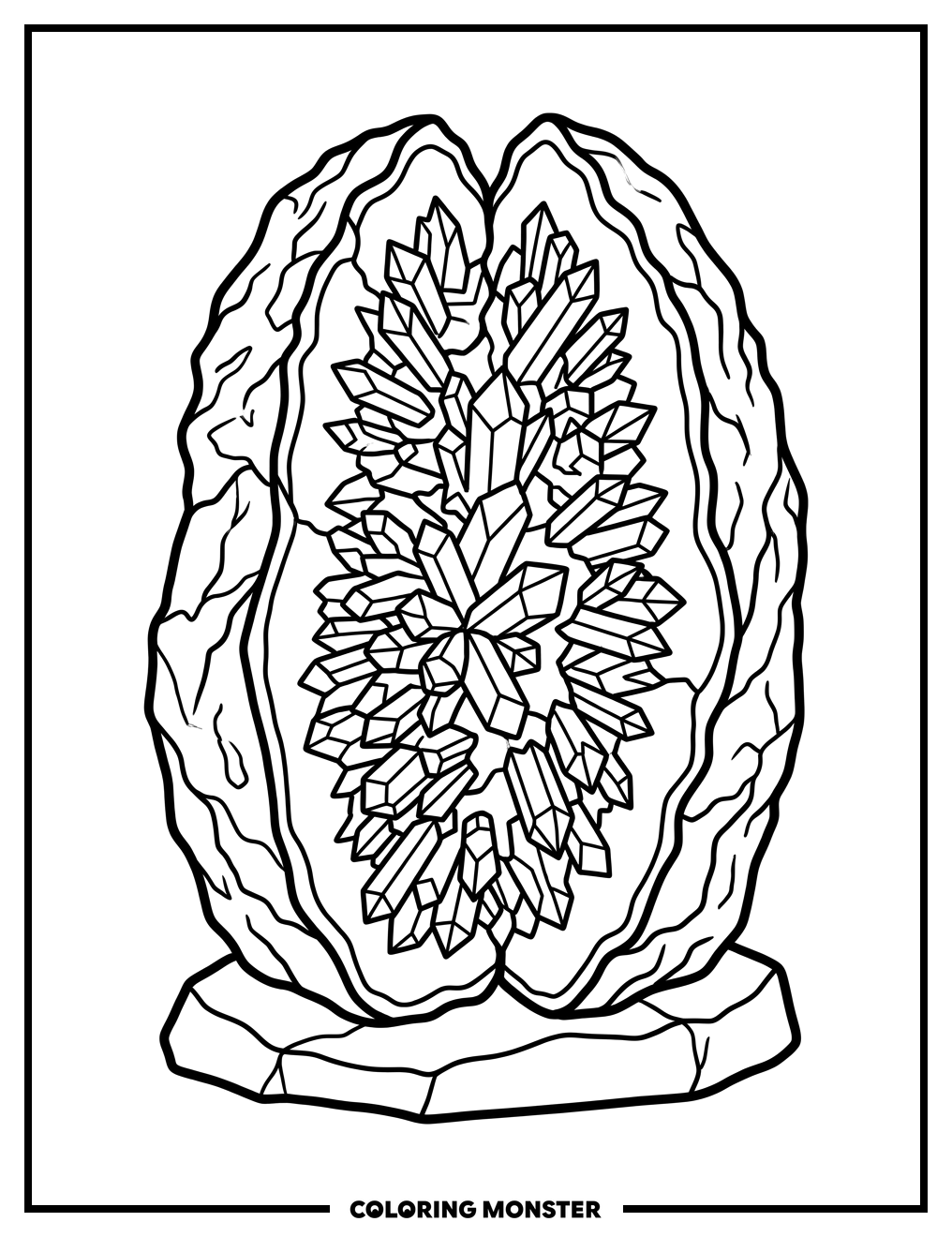 Amethyst Geode Crystal Cave Coloring Page