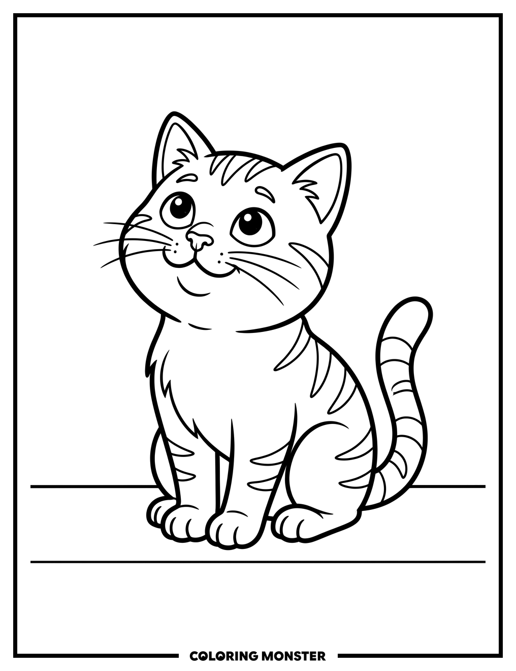 Amos the Curious Cat Coloring Page