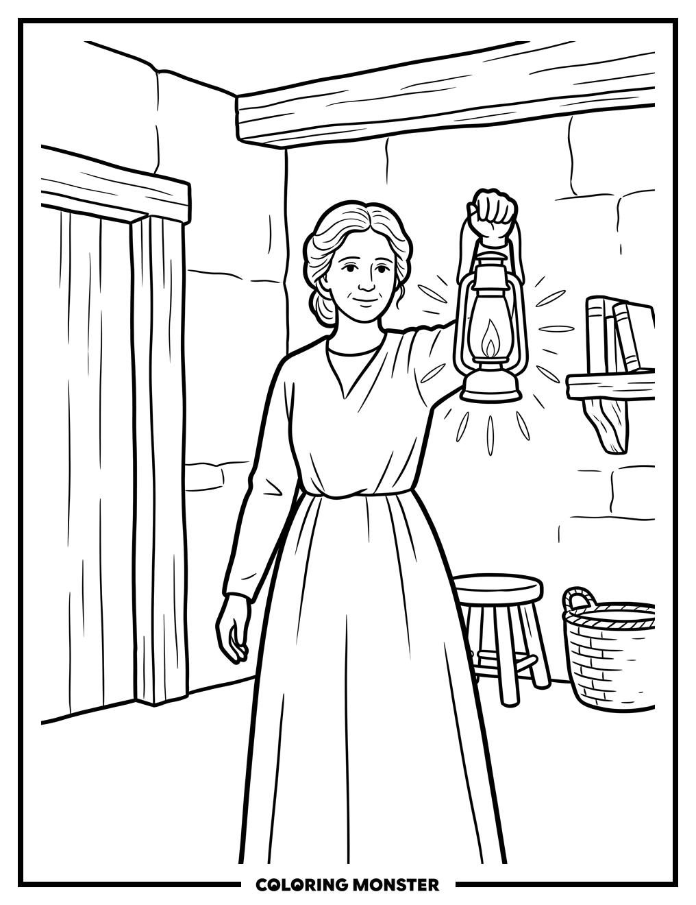 Amy Carmichael With Lantern Coloring Page