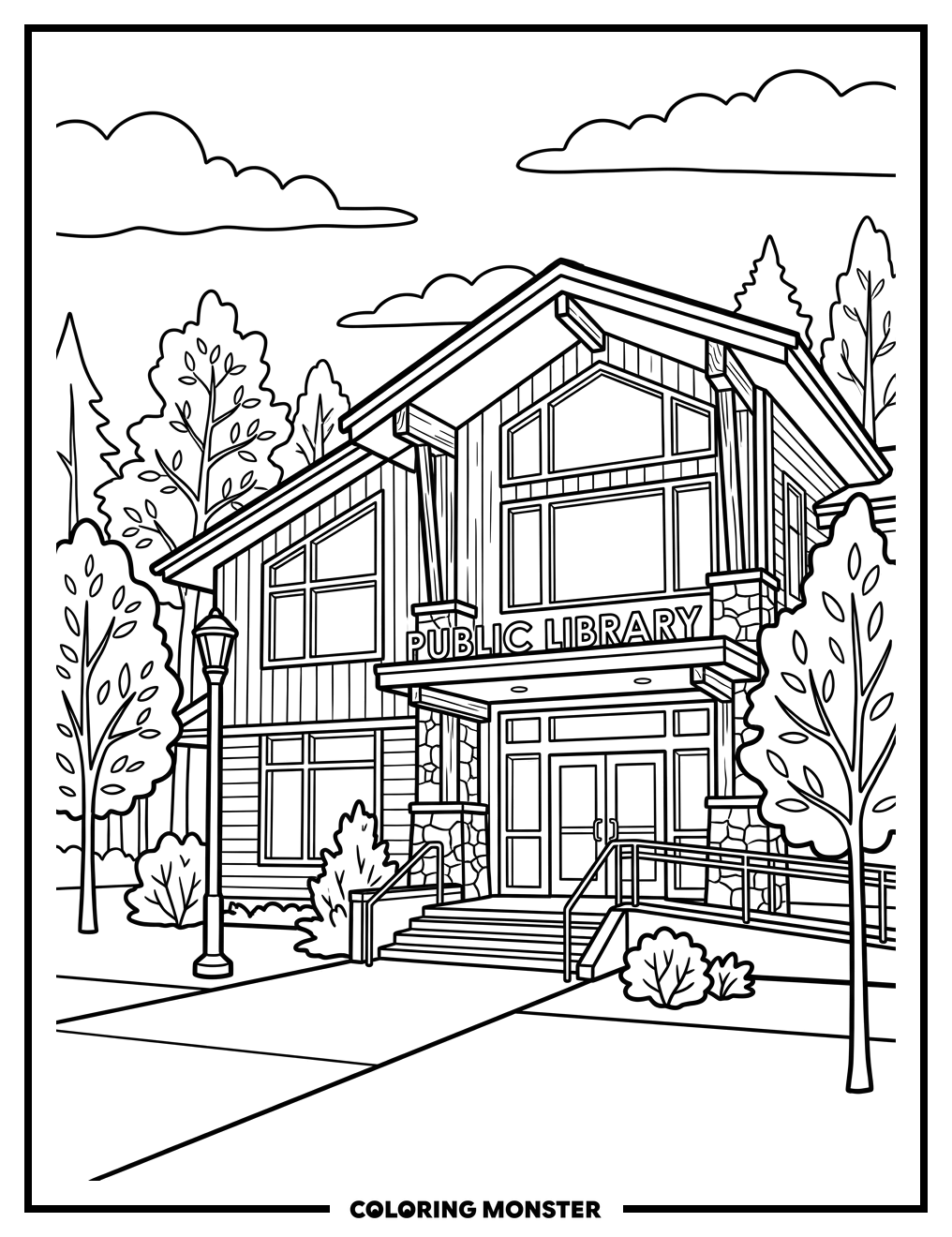 Anacortes Public Library Building Coloring Page