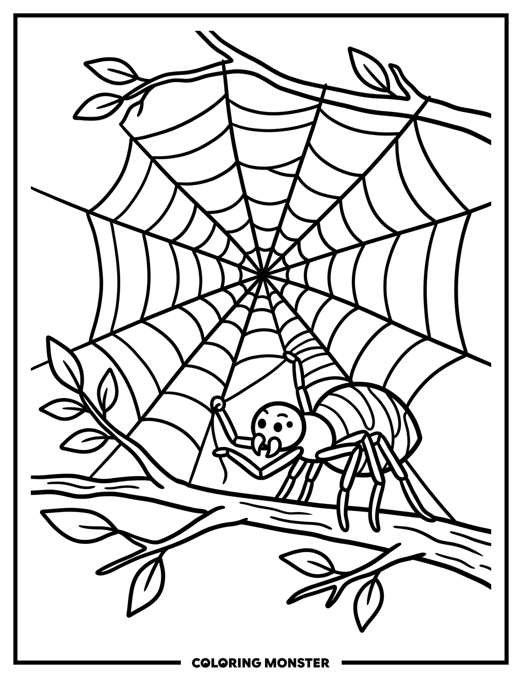 Anansi the Spider Spinning a Web Coloring Page