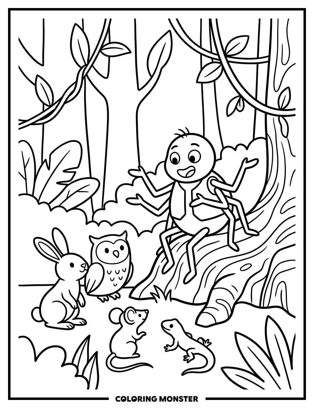 Anansi the Spider Tells a Story Coloring Page