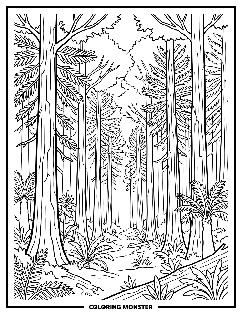 Ancient Dinosaur Forest Coloring Page