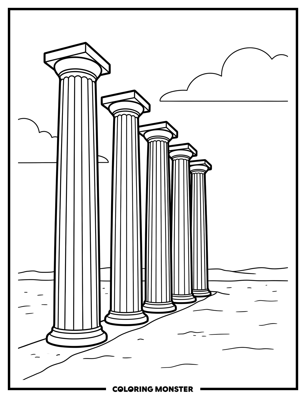 Ancient Greek Columns Coloring Page