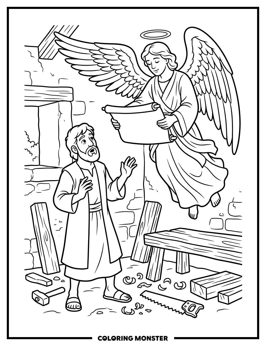 Angel Appears to Joseph Coloring Page