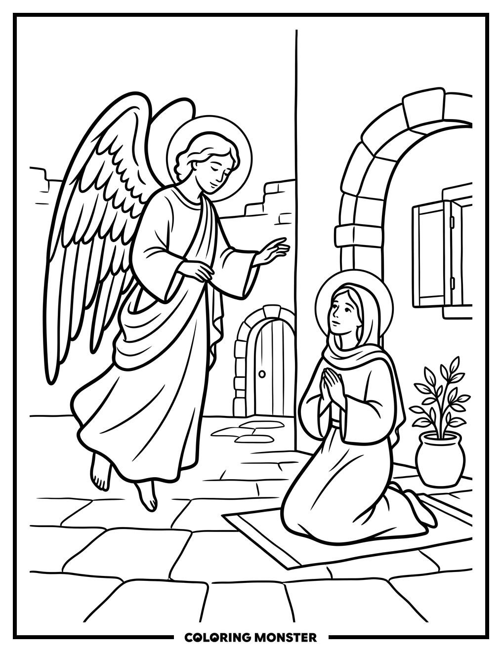 Angel Appears to Mary Coloring Page