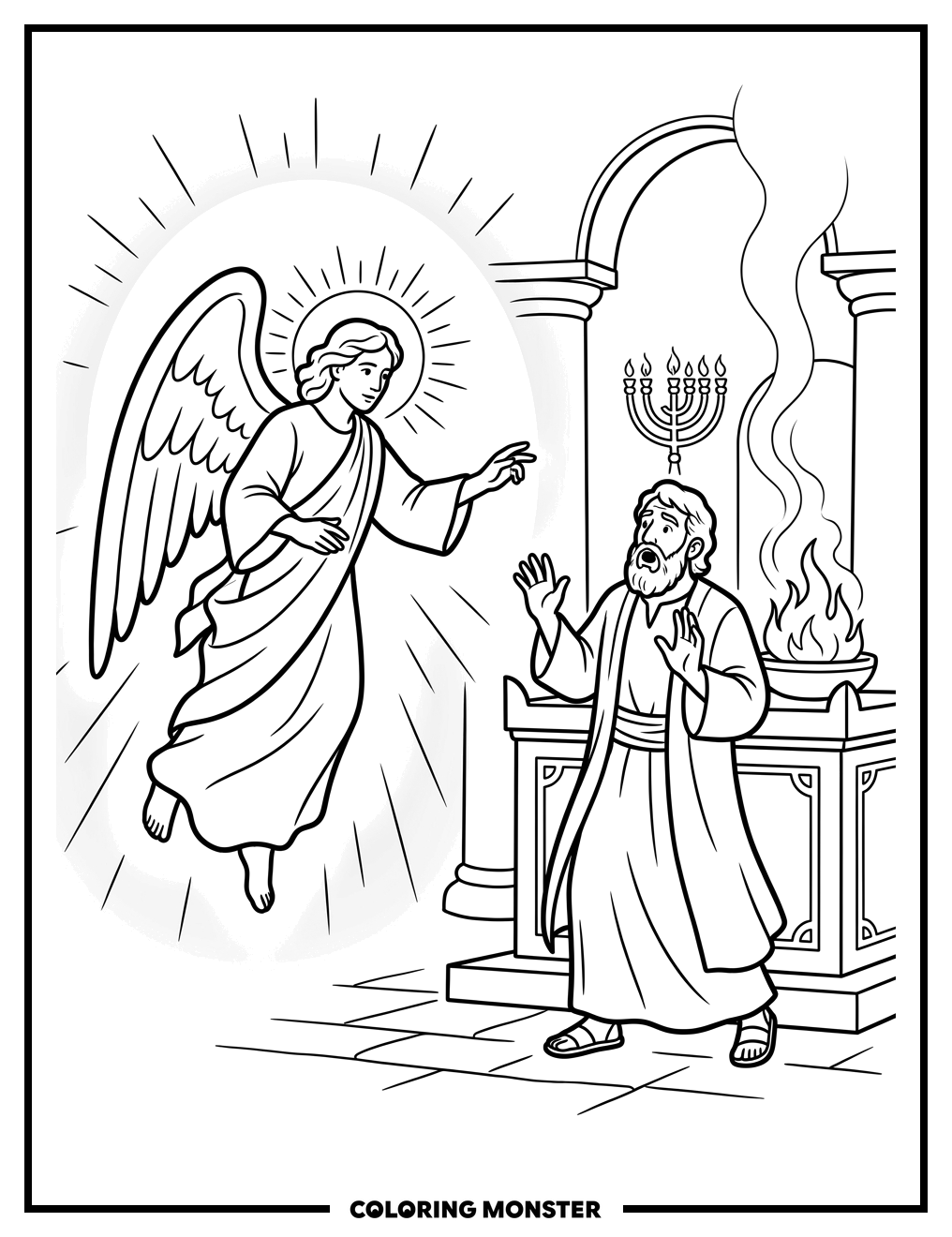 Angel Appears to Zacharias Coloring Page