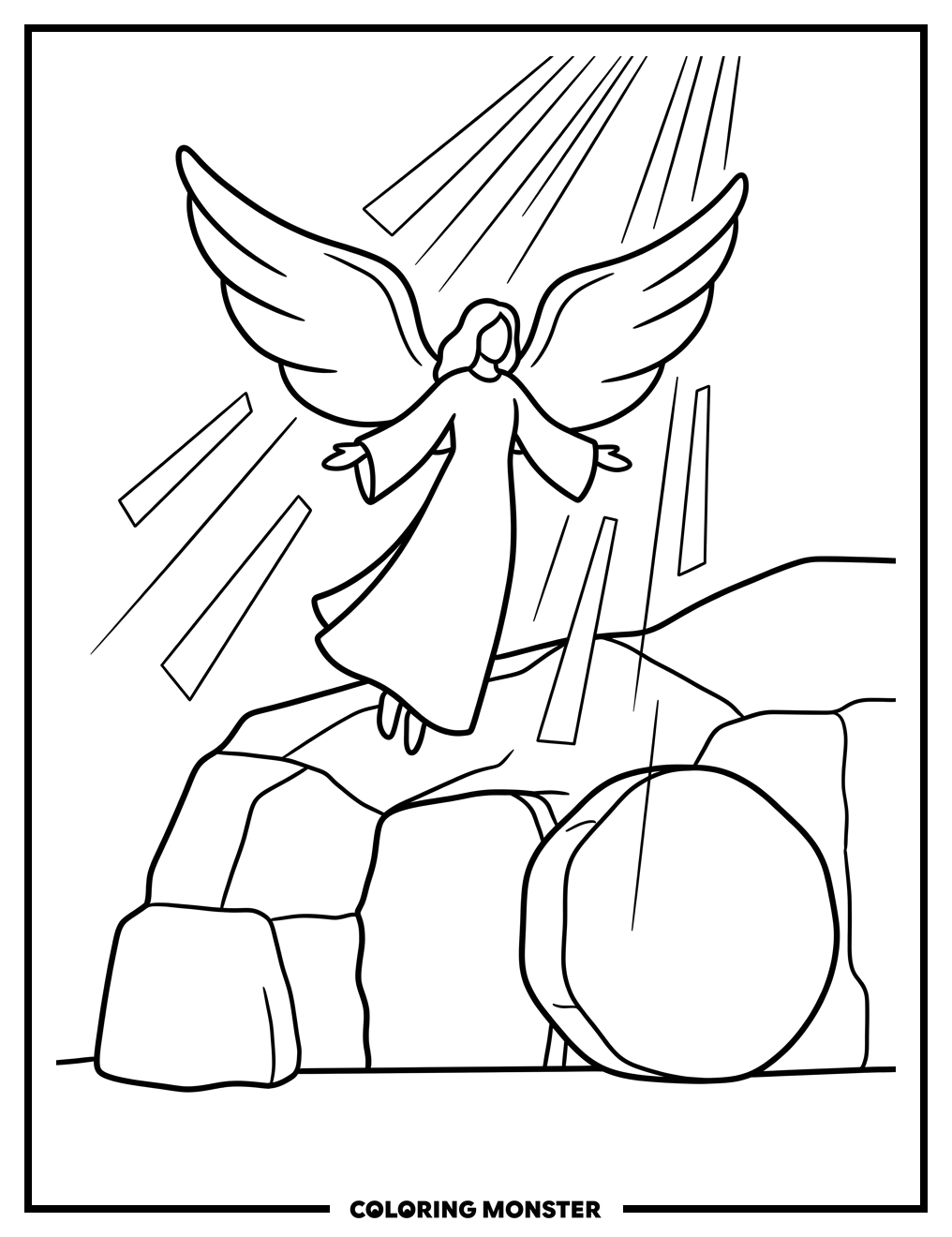 Angel at Open Tomb Coloring Page