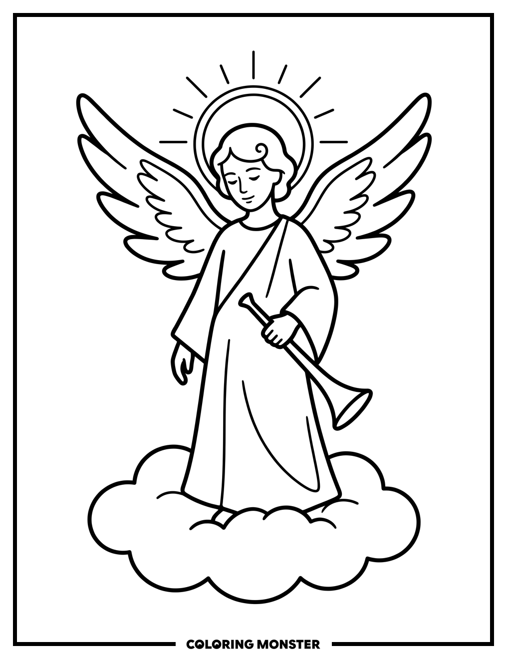 Angel on a Cloud Coloring Page