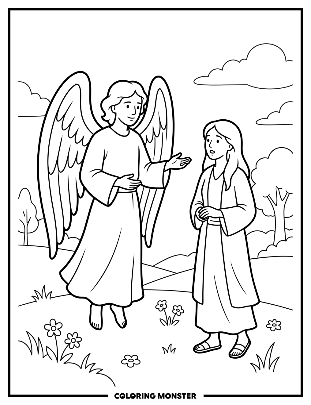 Angel Visits a Young Woman Coloring Page