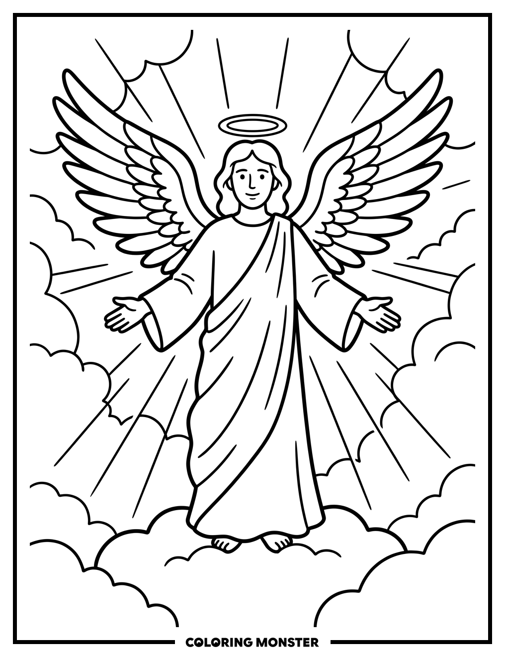 Angel with Open Arms Coloring Page