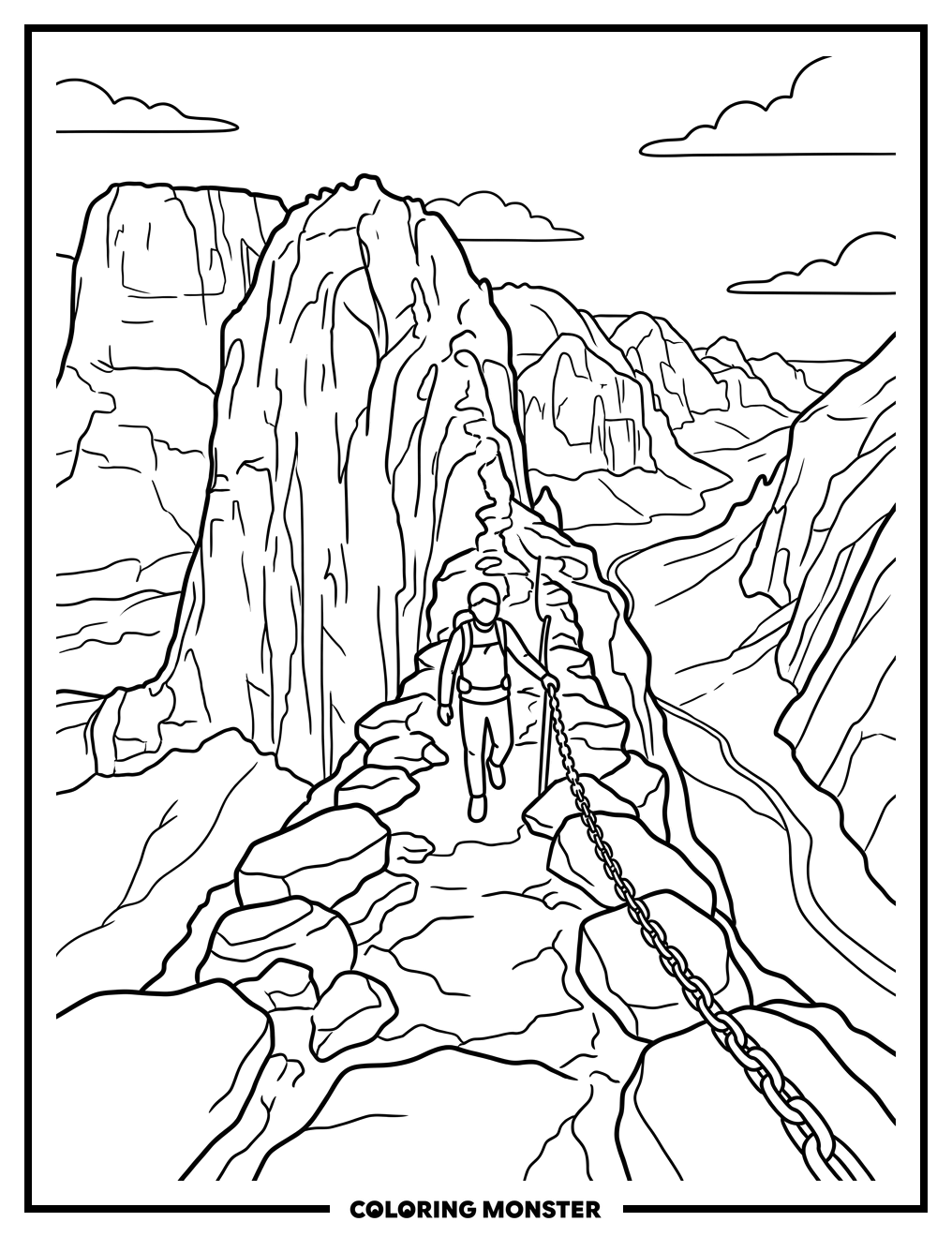 Angels Landing Hike Coloring Page