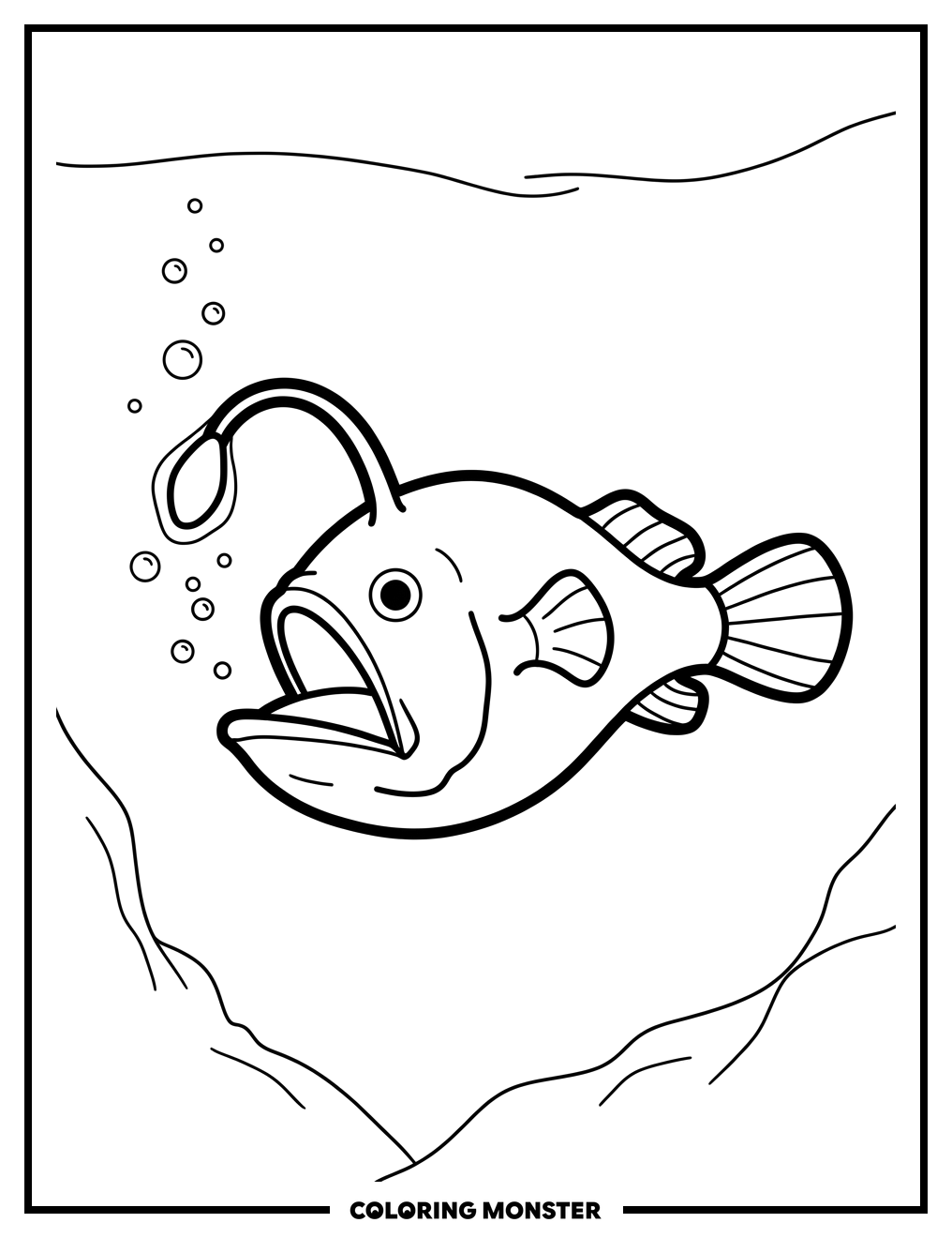 Angler Fish in the Deep Sea Coloring Page