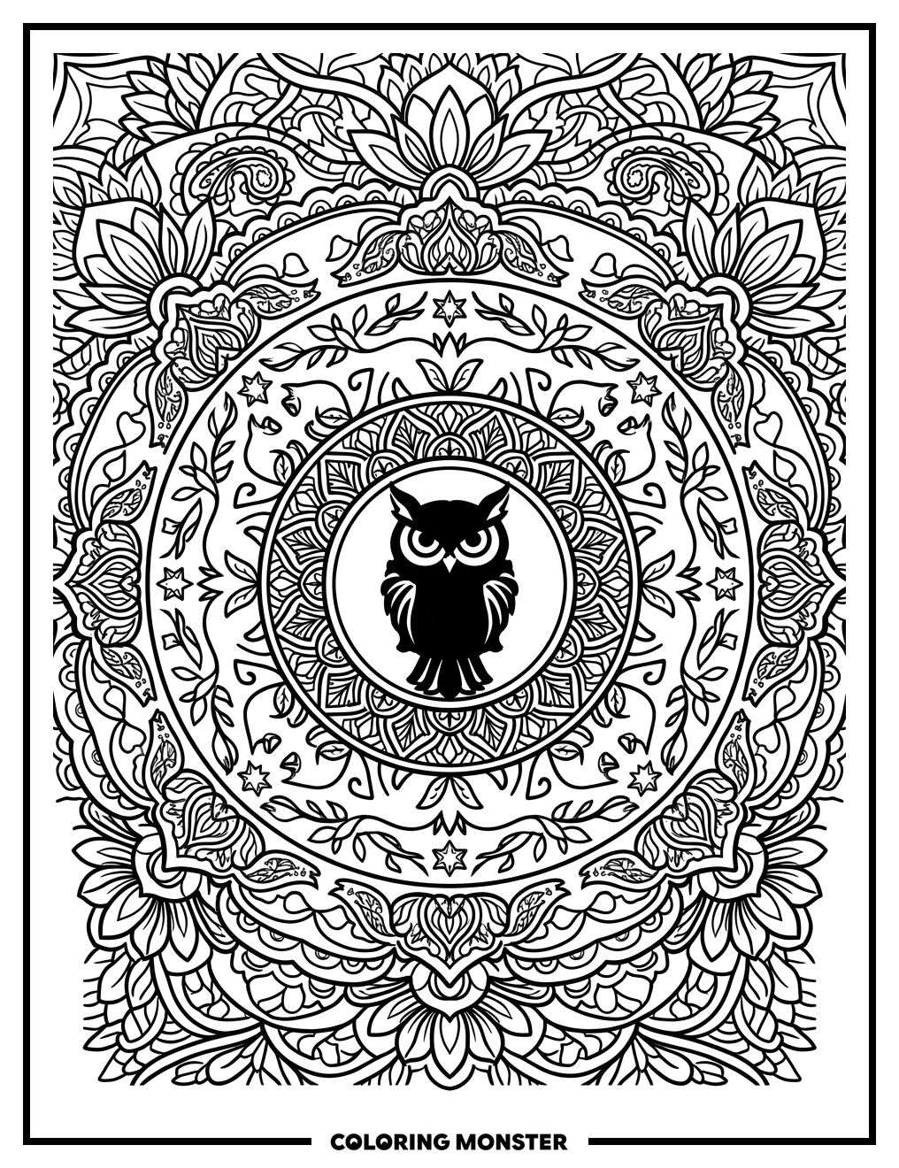 Animal Mandala With Nature Motifs Coloring Page