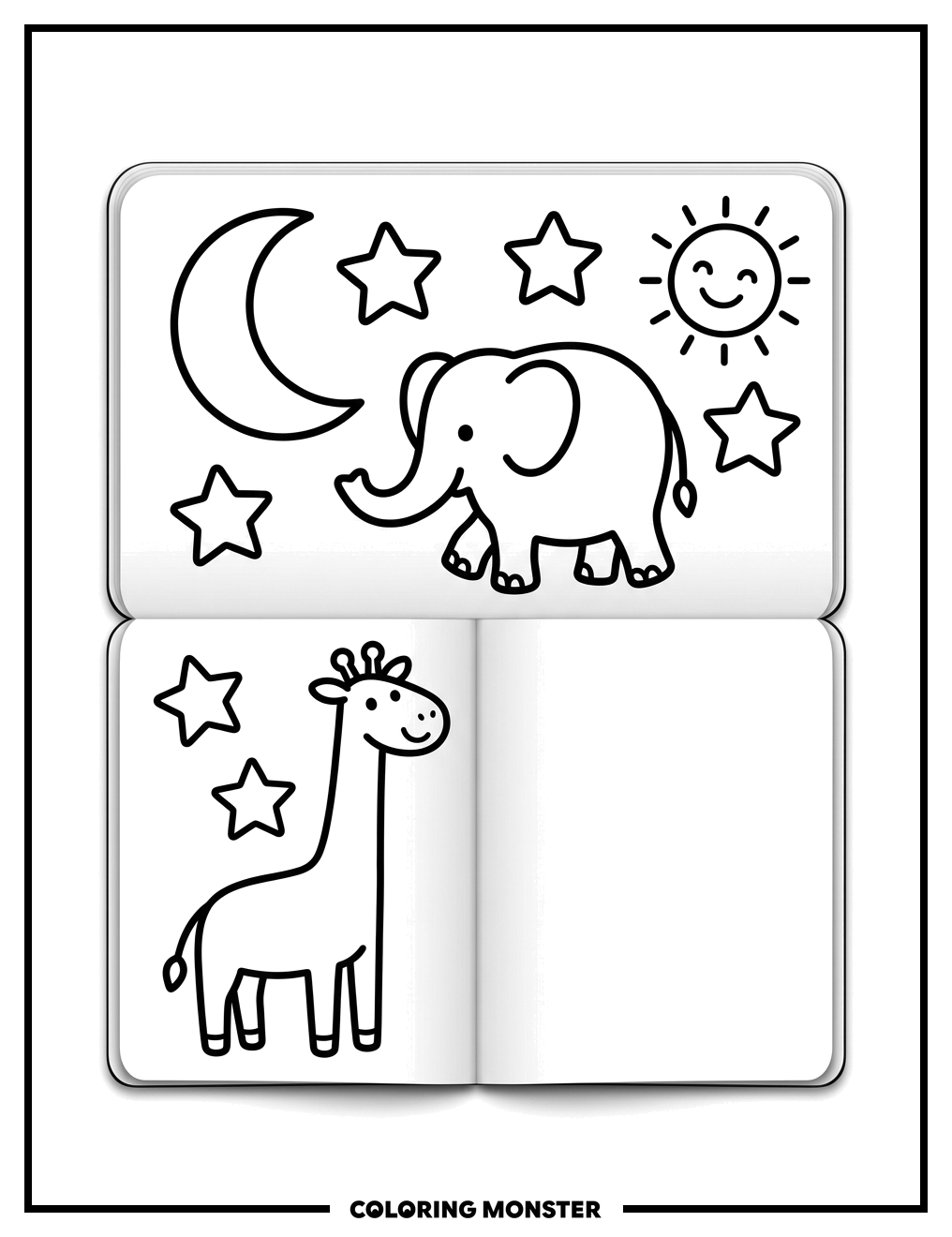 Animals and Stars Coloring Book Coloring Page