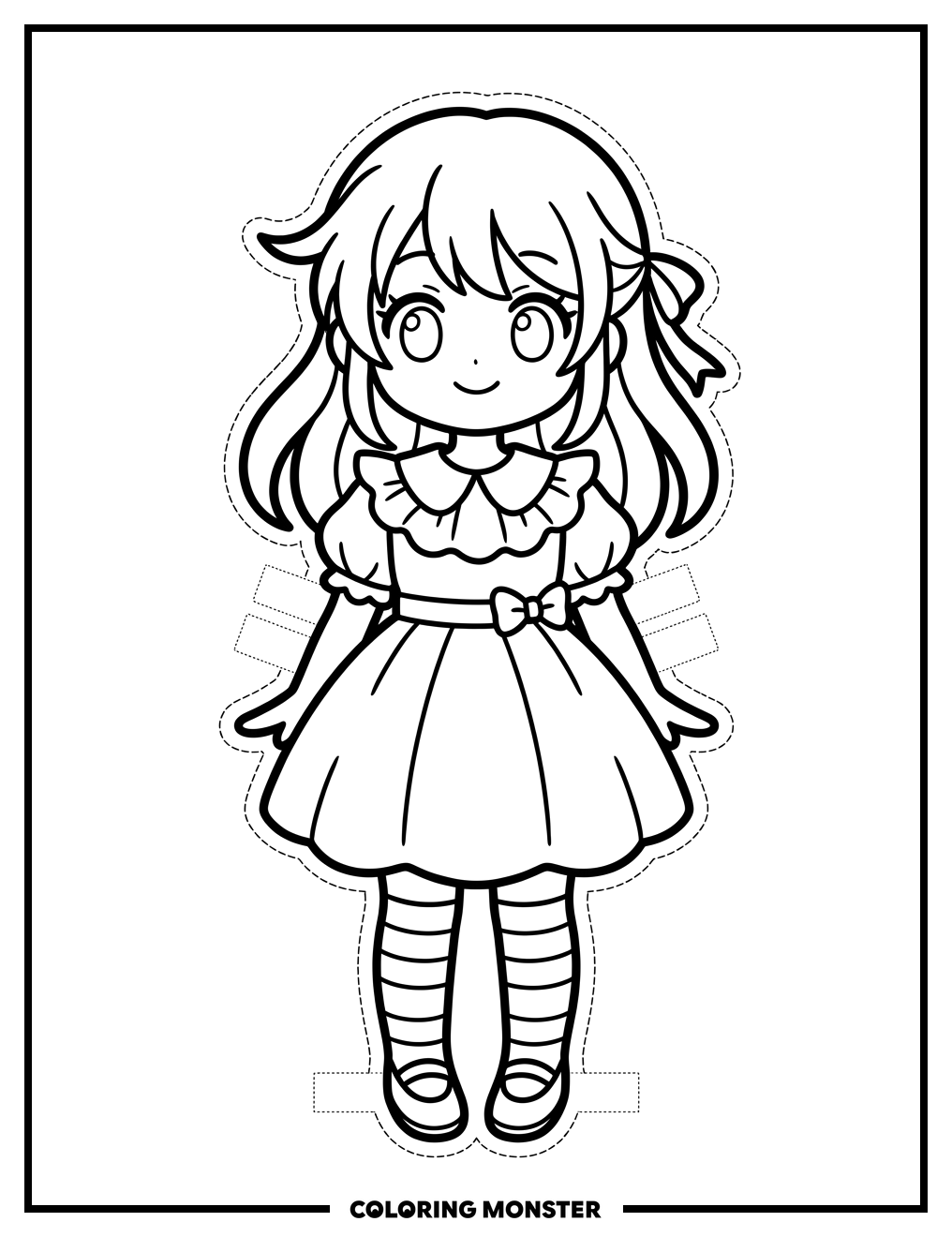 Anime Girl In Cute Outfit Coloring Page