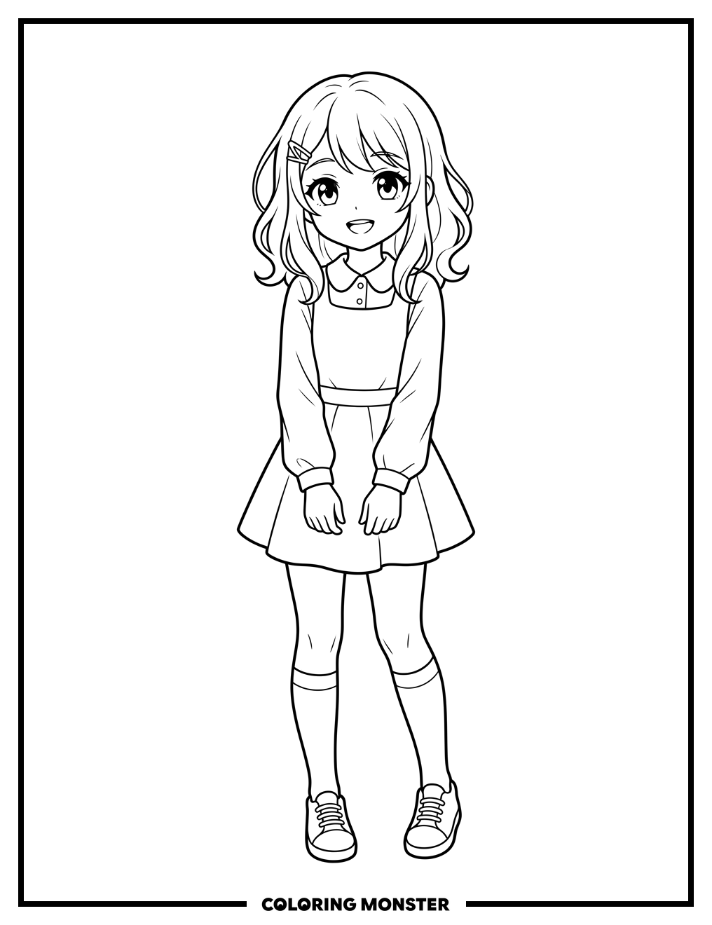 Anime Girl With Large Eyes Coloring Page