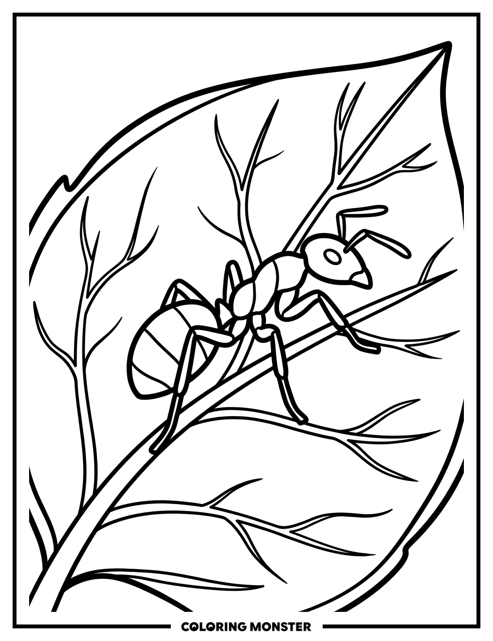 Ant on a Leaf Coloring Page