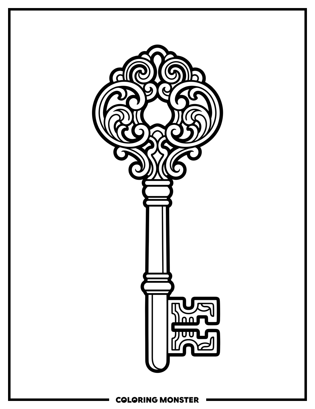 Antique Skeleton Key Coloring Page
