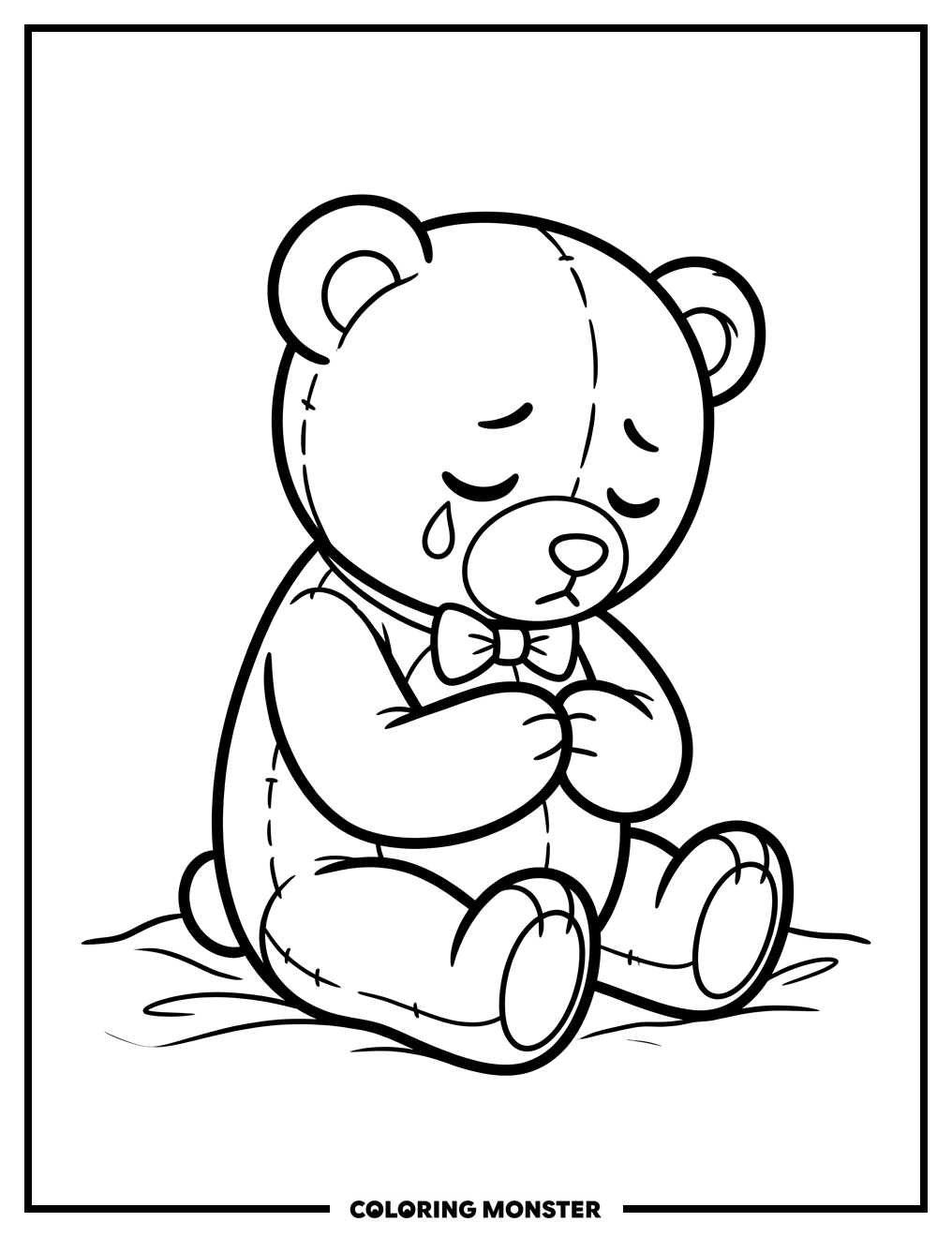 Apologetic Teddy Bear Coloring Page