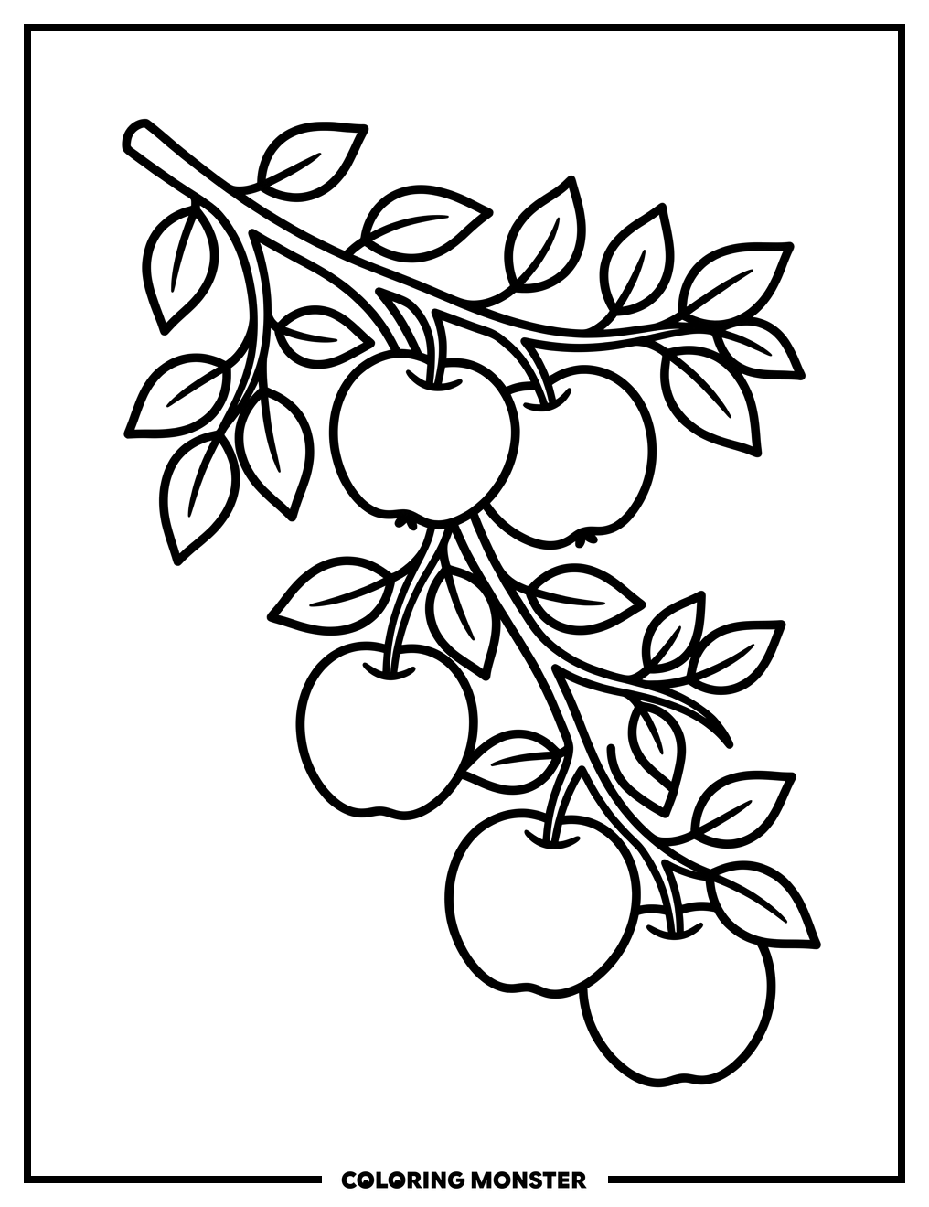 Apple Branch With Red Apples Coloring Page
