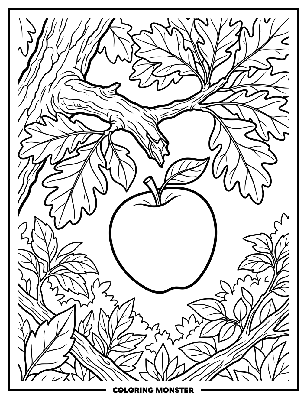 Apple Falling From Tree Coloring Page