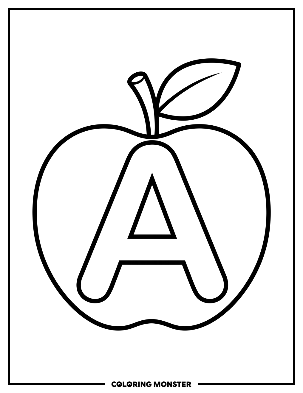 Apple Letter A Coloring Page
