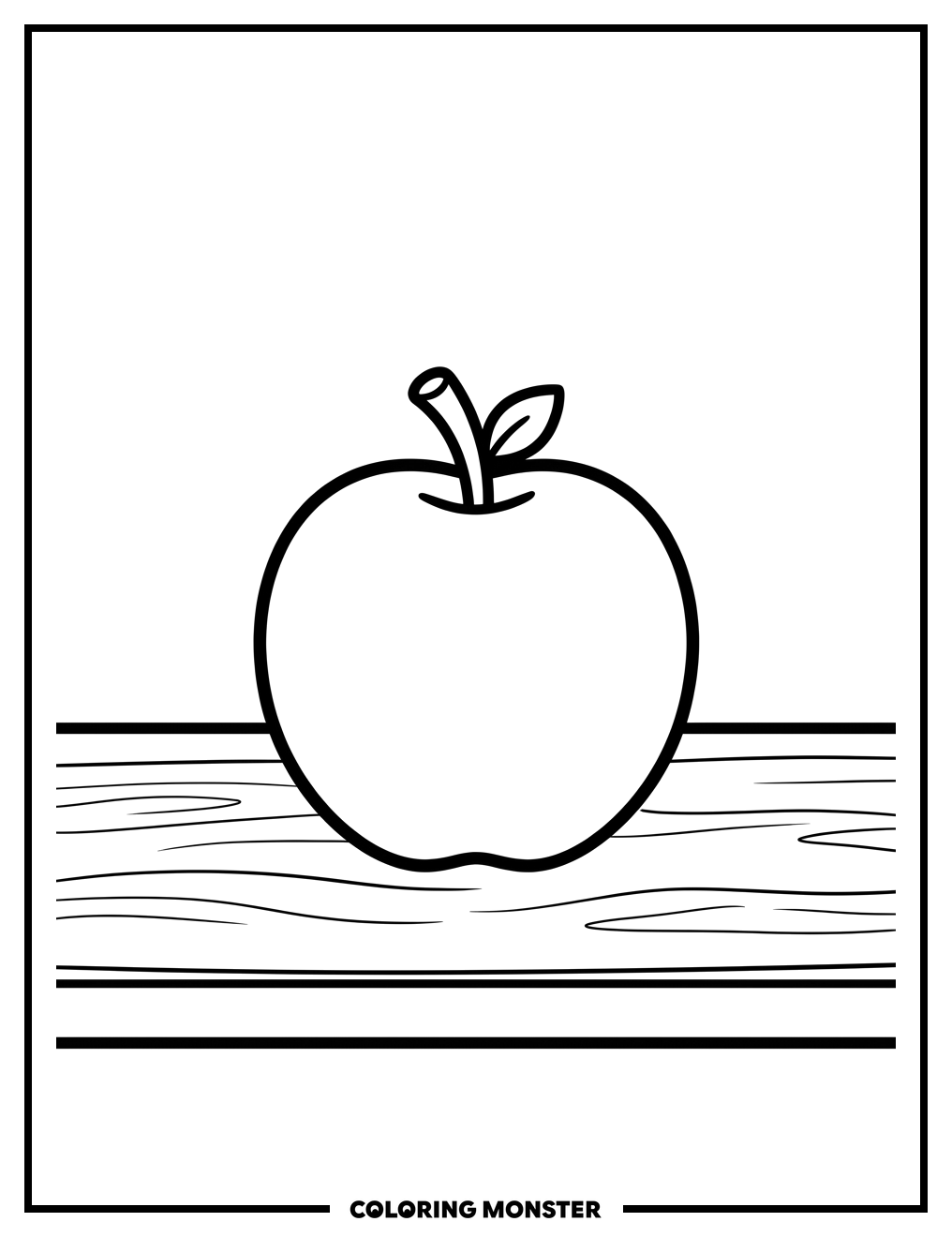 Apple on Table Coloring Page