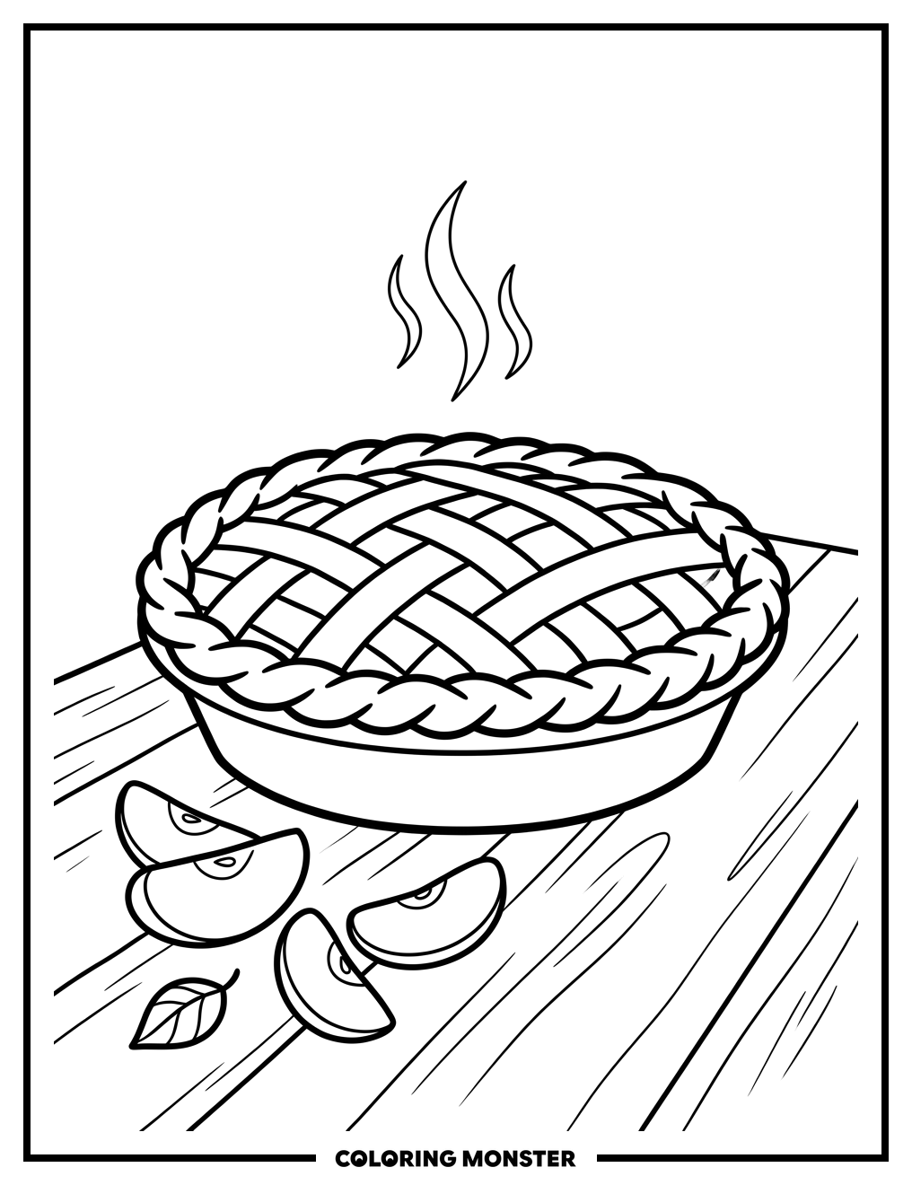 Apple Pie Cooling on Table Coloring Page