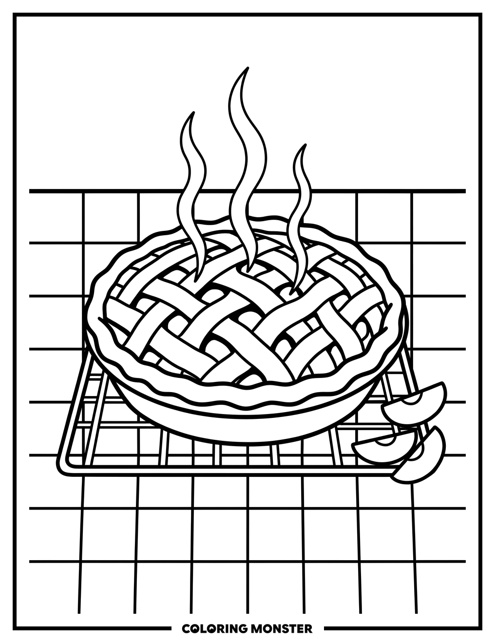 Apple Pie Cooling On Tablecloth Coloring Page