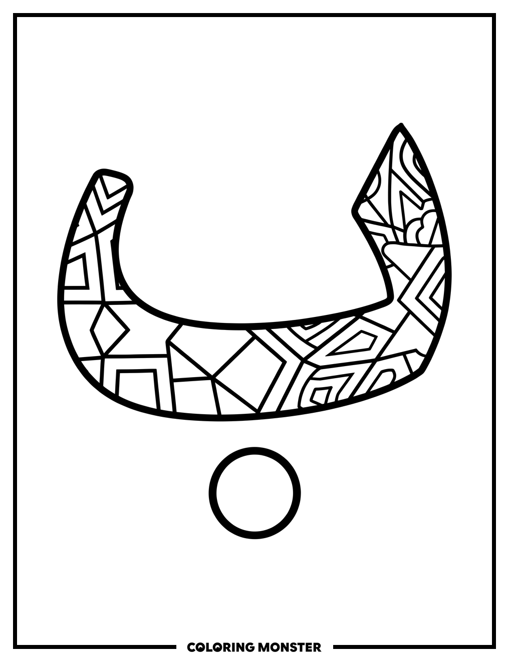 Arabic Letter Baa With Patterns Coloring Page