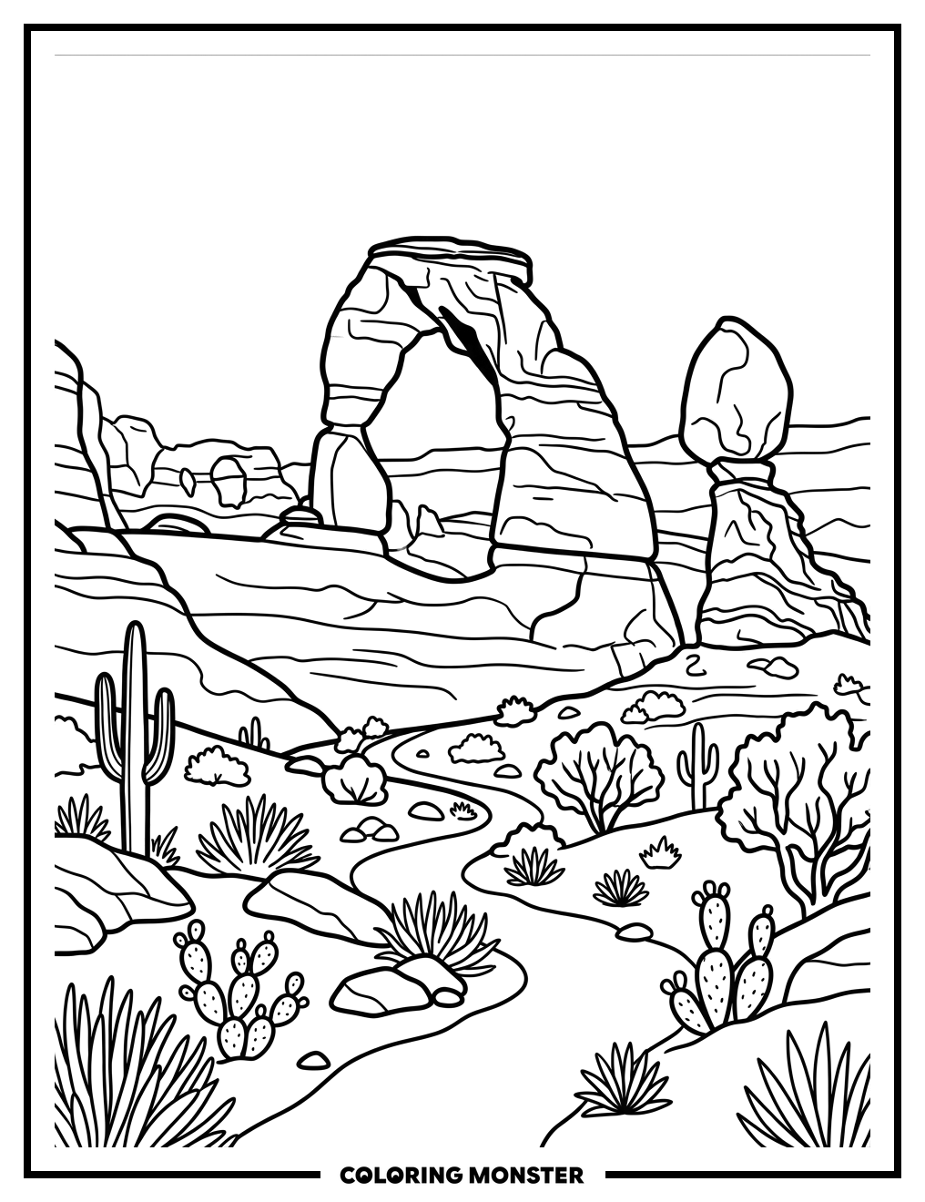 Arches National Park Vista Coloring Page