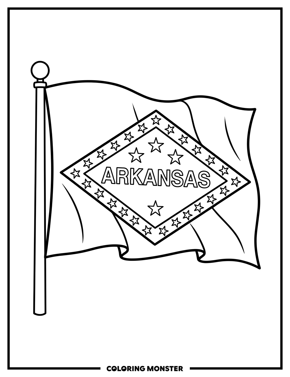 Arkansas Flag Waving Coloring Page