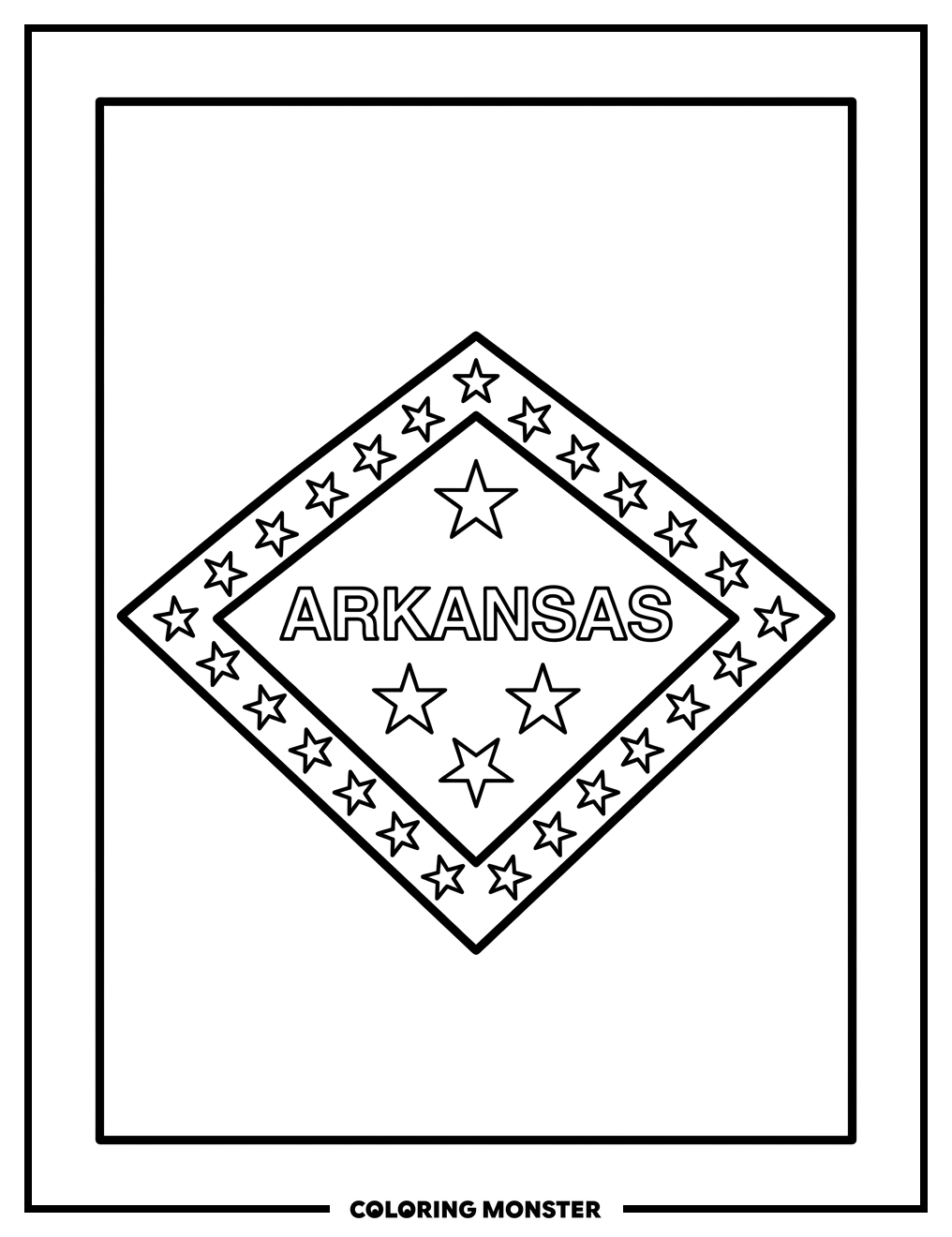Arkansas State Flag Design Coloring Page