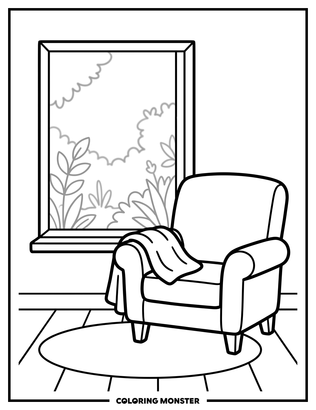 Armchair By The Window Coloring Page