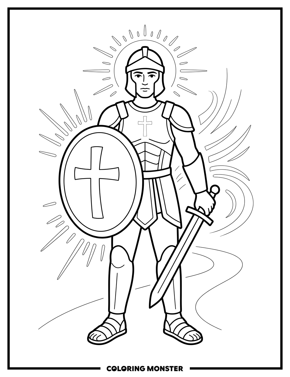 Armored Warrior of Faith Coloring Page