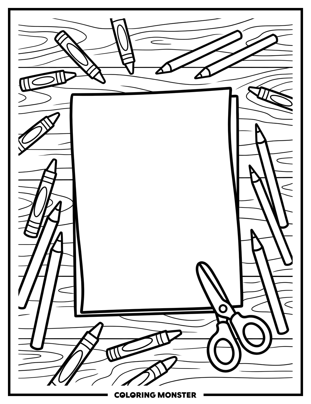 Art Supplies Ready For Creativity Coloring Page