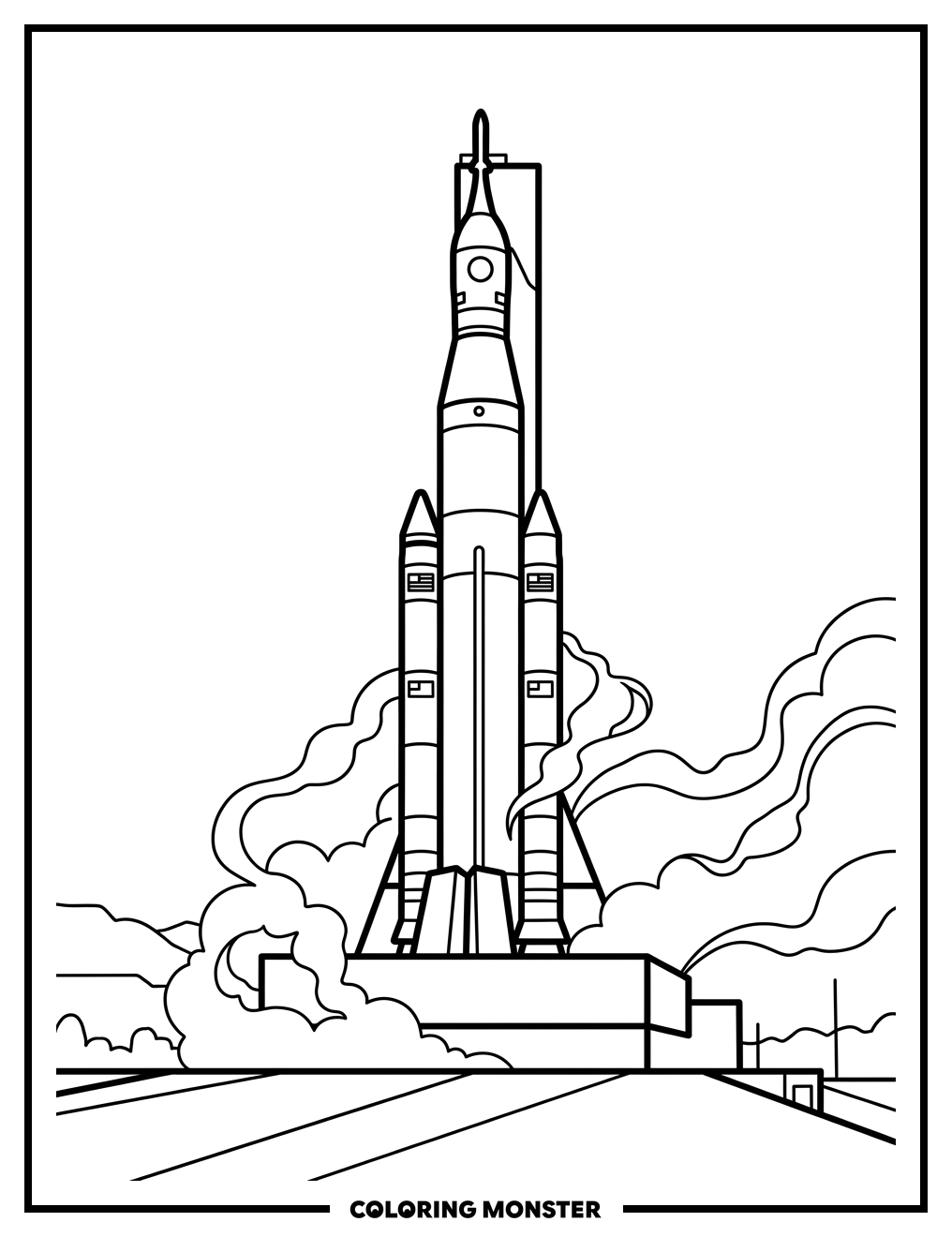 Artemis Rocket on Launchpad Coloring Page