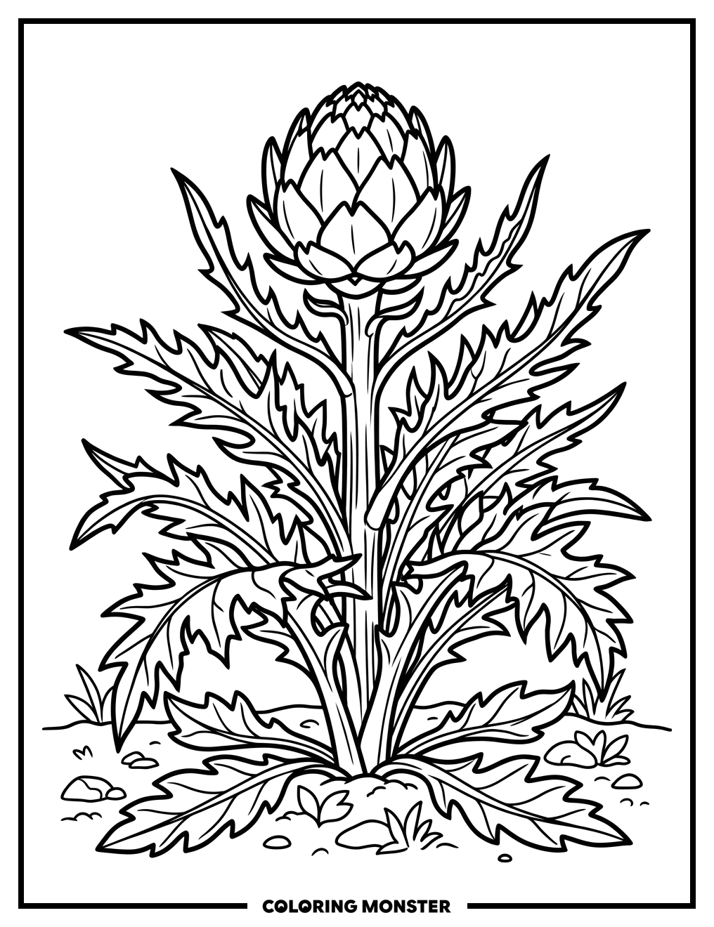 Artichoke Plant in Garden Coloring Page