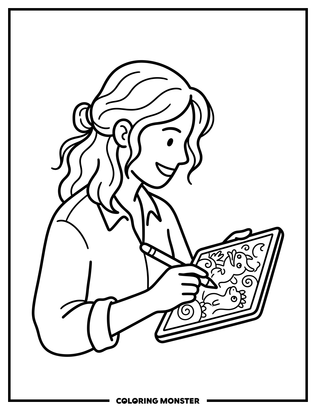 Artist At Work Coloring Page