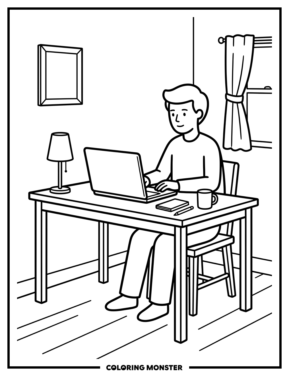Artist At Work Coloring Page