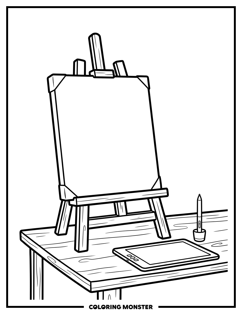 Artist's Easel With Tablet Coloring Page