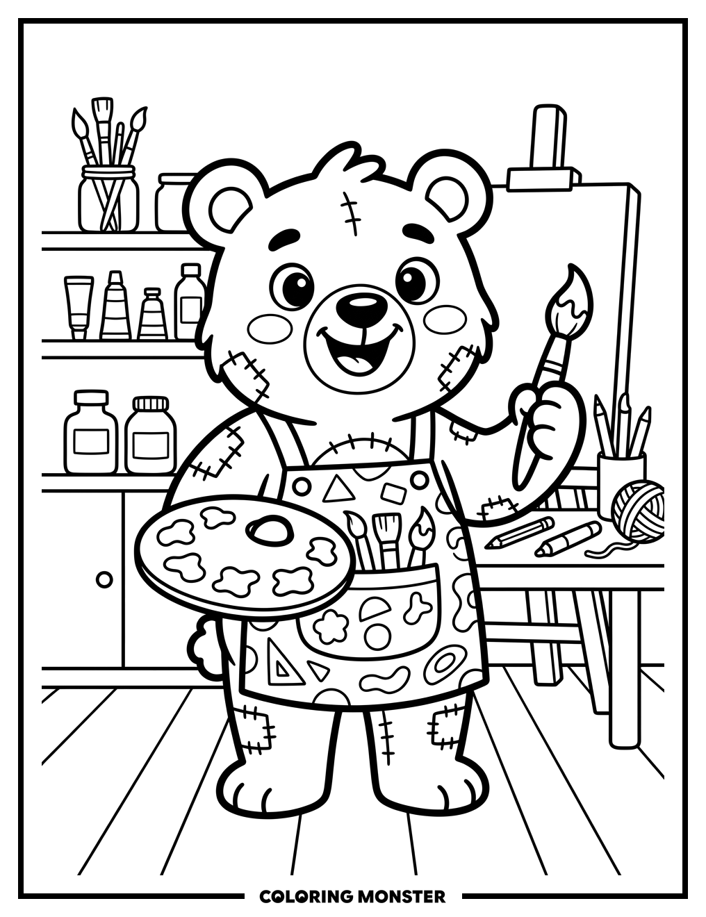 Artistic Character With Paintbrush Coloring Page