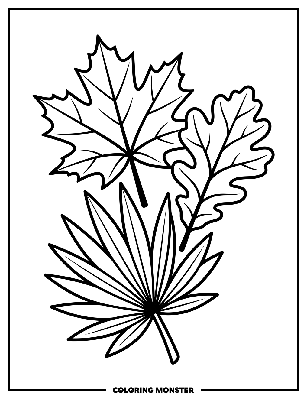 Assorted Autumn Leaves Coloring Page