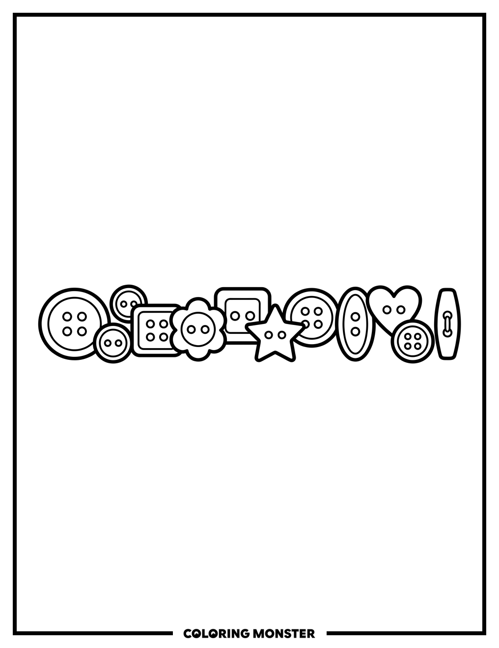 Assorted Buttons Lined Up Coloring Page