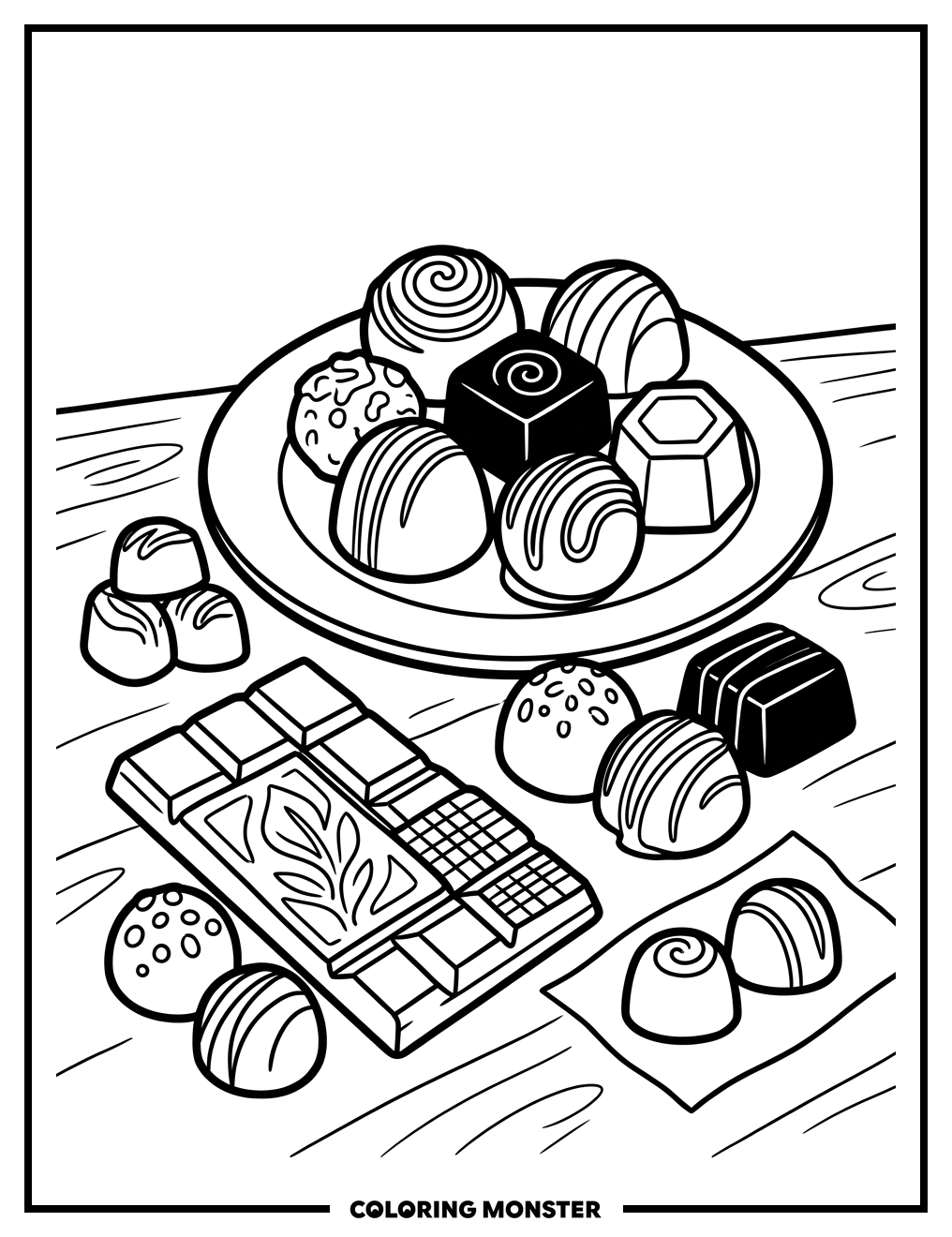 Assorted Chocolates For Coloring Coloring Page