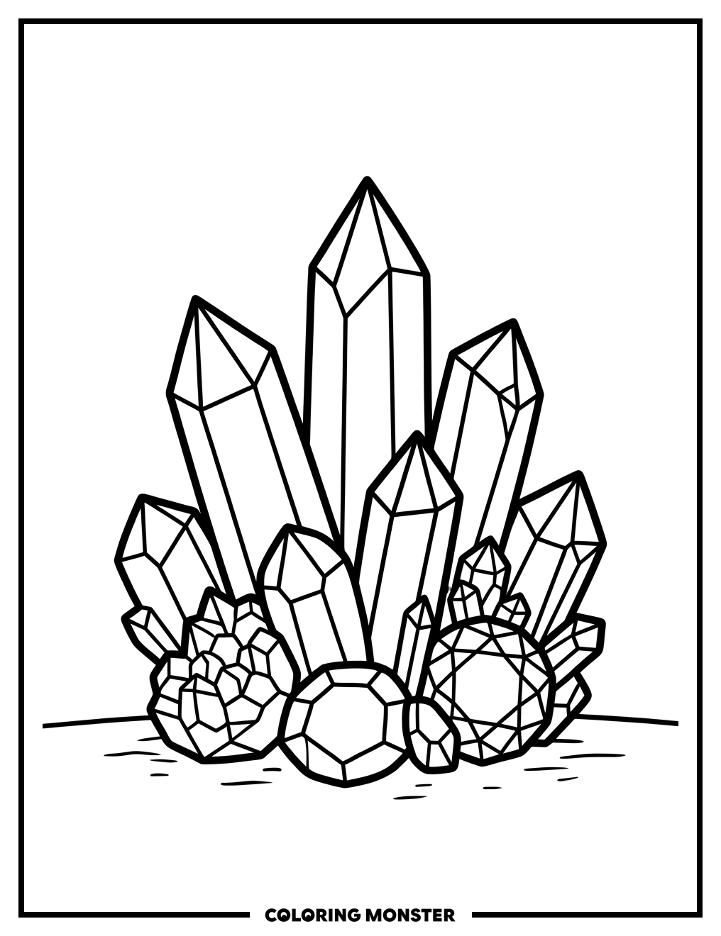 Assorted Crystals Grouped Together Coloring Page