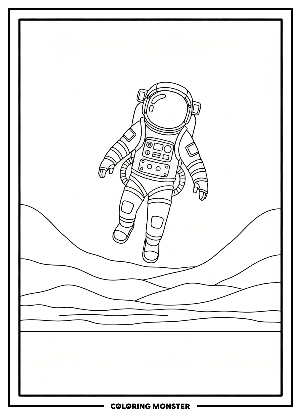 Astronaut Floating In Space Coloring Page