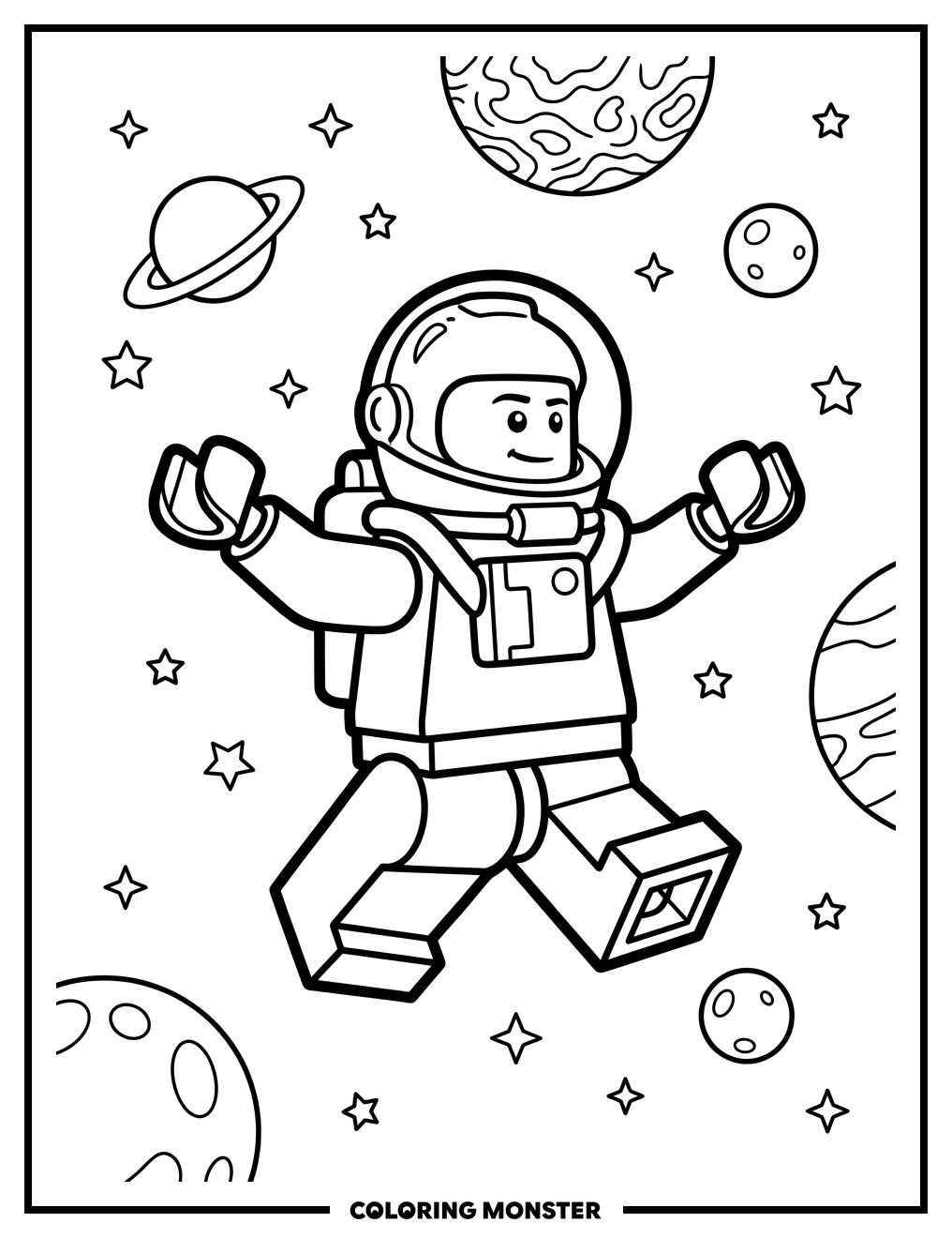 Astronaut Floating In Space Coloring Page